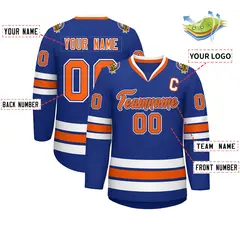 Royal Orange Royal-White Classic Style Hockey Jersey 2