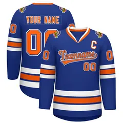 Royal Orange Royal-White Classic Style Hockey Jersey 1