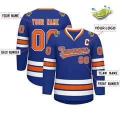 Royal Orange Royal-White Classic Style Hockey Jersey 2