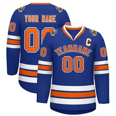 Royal Orange Royal-White Classic Style Hockey Jersey 1