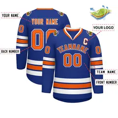 Royal Orange Royal-White Classic Style Hockey Jersey 2