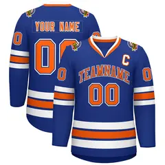Royal Orange Royal-White Classic Style Hockey Jersey 1