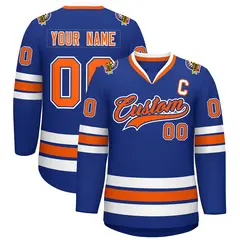 Royal Orange Royal-White Classic Style Hockey Jersey 1