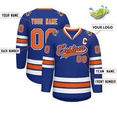 Royal Orange Royal-White Classic Style Hockey Jersey 2
