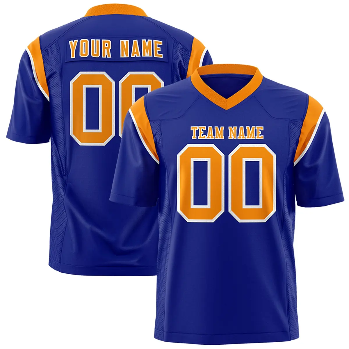 Royal Orange Shoulder Cut Two-Tone Flag Football Jersey