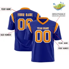 Royal Orange Shoulder Cut Two-Tone Flag Football Jersey 2