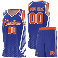 Royal Orange Side Slash Diamond Pattern Basketball Jersey