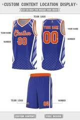 Royal Orange Side Slash Diamond Pattern Basketball Jersey 2