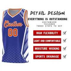 Royal Orange Side Slash Diamond Pattern Basketball Jersey 4