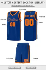 Royal Orange Side Two Bars Basketball Uniform Jersey 2