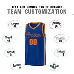 Royal Orange Side Two Bars Basketball Uniform Jersey 4