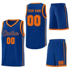 Royal Orange Side Two Bars Basketball Uniform Jersey 6