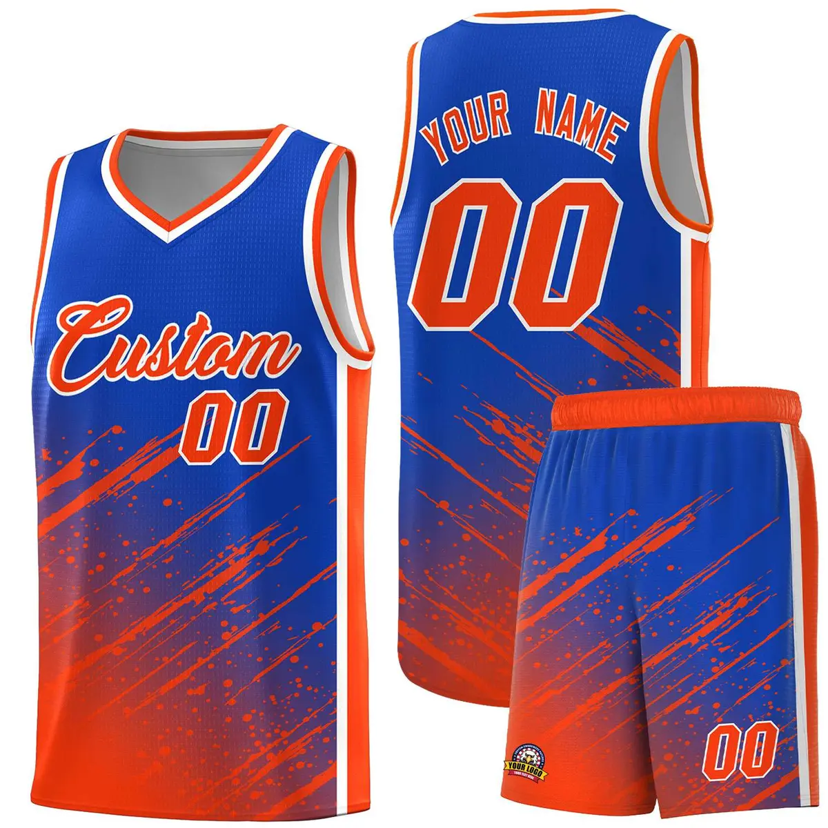 Royal Orange Splash Basketball Kit for Training