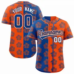 Royal Orange Split Flower Graffiti Authentic Baseball Jersey 1