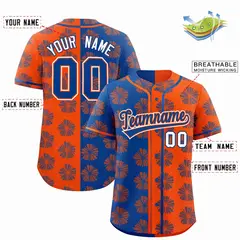 Royal Orange Split Flower Graffiti Authentic Baseball Jersey 2