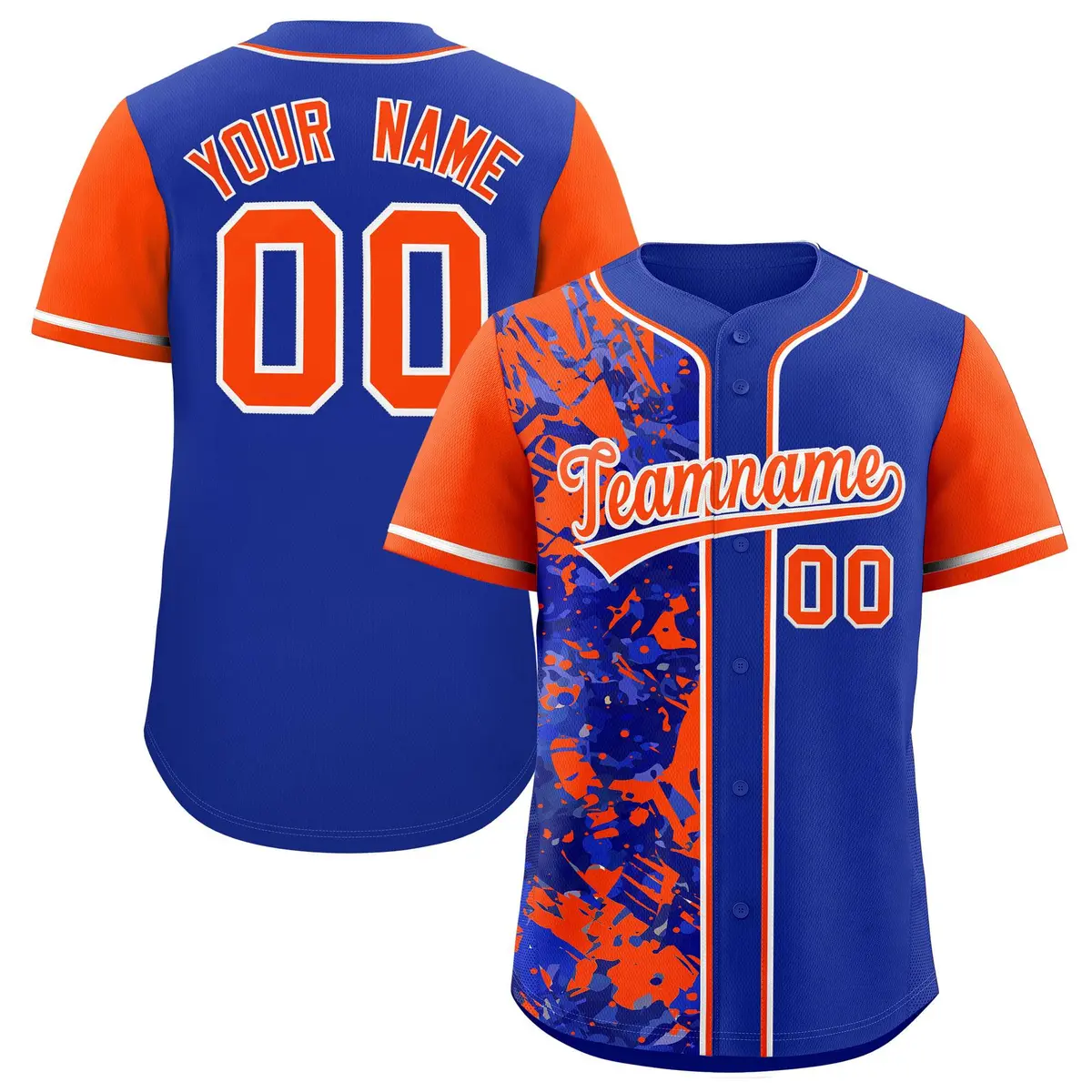 Royal Orange Split Graffiti Raglan Sleeve Baseball Jersey