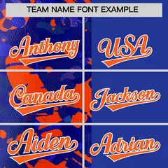 Royal Orange Split Graffiti Raglan Sleeve Baseball Jersey 3