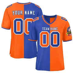 Royal Orange Split Two Tone Authentic Football Jersey 1