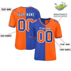 Royal Orange Split Two Tone Authentic Football Jersey 2