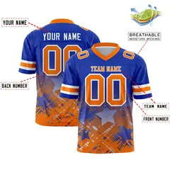 Royal Orange Star Gradient Flag Football Jersey 2