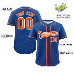 Royal Orange Star Graffiti Pattern Authentic Baseball Jersey 2