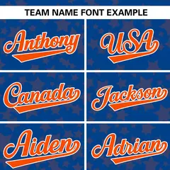 Royal Orange Star Graffiti Pattern Authentic Baseball Jersey 3