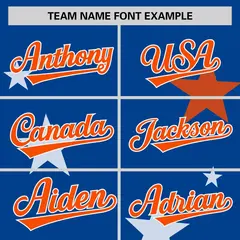 Royal Orange Star Graffiti Two-Button Baseball Jersey 3