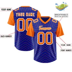 Royal Orange Star Pattern Raglan Sleeves Football Jersey 2