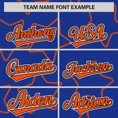 Royal Orange Star Pattern Varsity Letterman Baseball Jacket 3