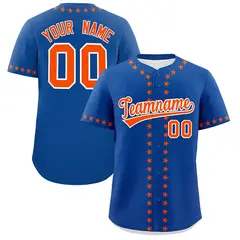 Royal Orange Star Ribbing Authentic Baseball Jersey 1