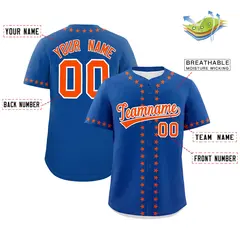 Royal Orange Star Ribbing Authentic Baseball Jersey 2