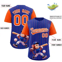 Royal Orange Stripe Animals Graffiti Raglan Baseball Jersey 2