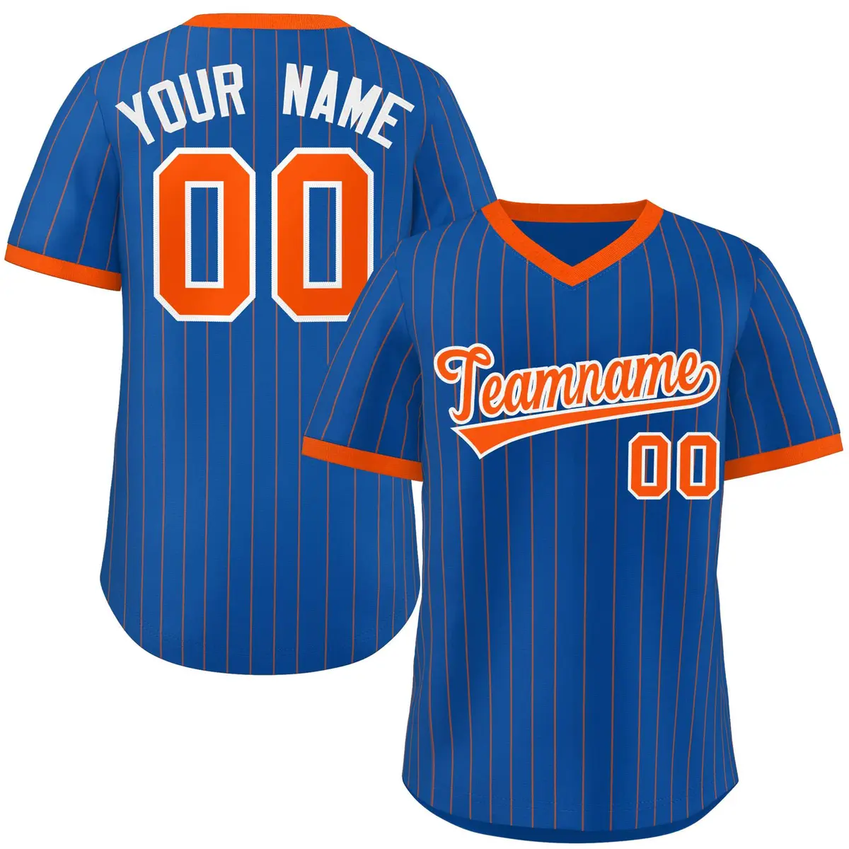 Royal Orange Stripe Authentic Pullover Baseball Jersey