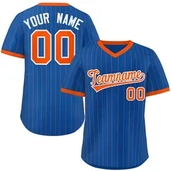 Royal Orange Stripe Authentic Pullover Baseball Jersey