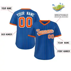 Royal Orange Stripe Authentic Pullover Baseball Jersey 2