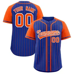 Royal Orange Stripe Raglan Sleeves Authentic Baseball Jersey 1