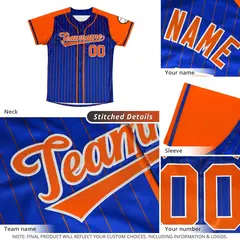 Royal Orange Stripe Raglan Sleeves Authentic Baseball Jersey 5