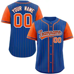 Royal Orange Stripe Raglan Sleeves Authentic Baseball Jersey