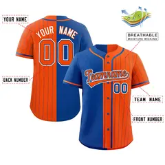 Royal Orange Stripe-Solid Combo Baseball Jersey 2