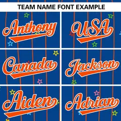 Royal Orange Stripe Star Pattern Authentic Baseball Jersey 3