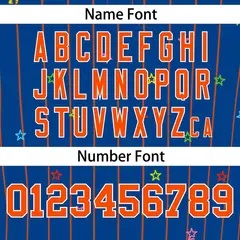 Royal Orange Stripe Star Pattern Authentic Baseball Jersey 4