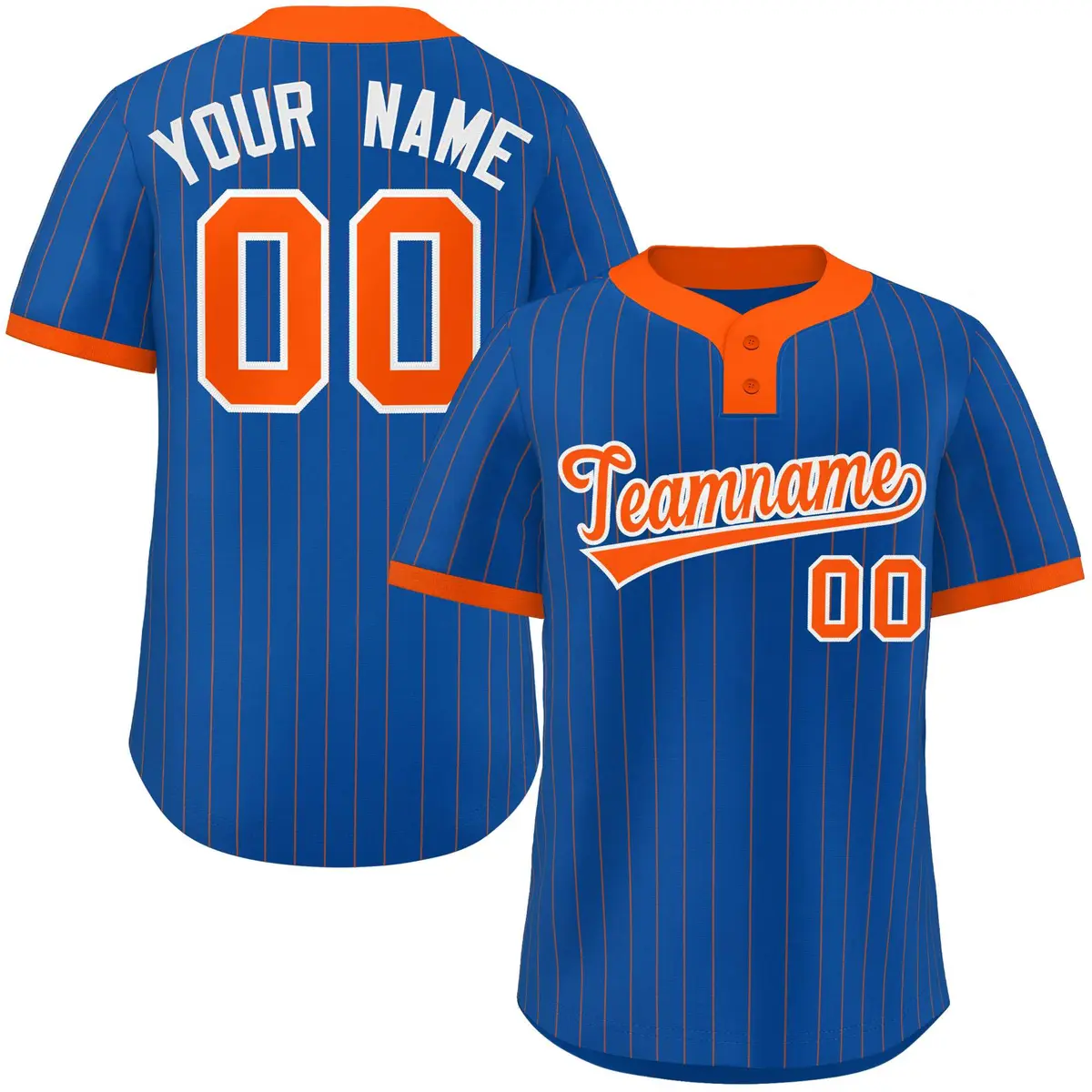 Royal Orange Stripe Two-Button Softball Jersey