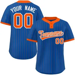 Royal Orange Stripe Two-Button Softball Jersey 1