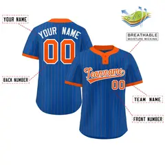 Royal Orange Stripe Two-Button Softball Jersey 2