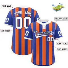 Royal Orange Stripe Two-Button Softball Jersey 2