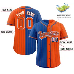 Royal Orange Striped Two Tone Authentic Baseball Jersey 2