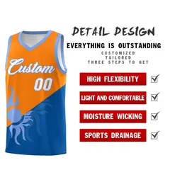 Royal Orange Sunburst Two Tone Basketball Jersey 3