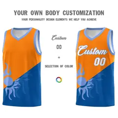 Royal Orange Sunburst Two Tone Basketball Jersey 4