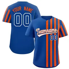 Royal Orange Thick Stripe Authentic Baseball Jersey