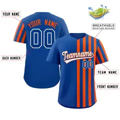 Royal Orange Thick Stripe Authentic Baseball Jersey 2